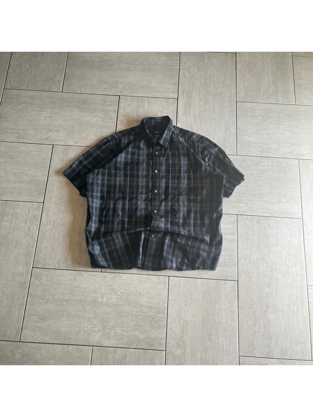 George Classic Fit Black Plaid Short Sleeve Shirt XL